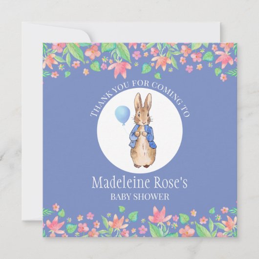 Personalize Peter das Kaninchen Vielen Dank Dankeskarte (Vorderseite)