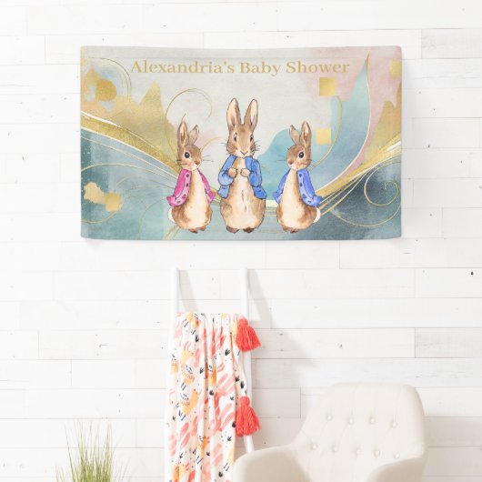 Personalize Peter rabbit Baby Shower Banner (Insitu)