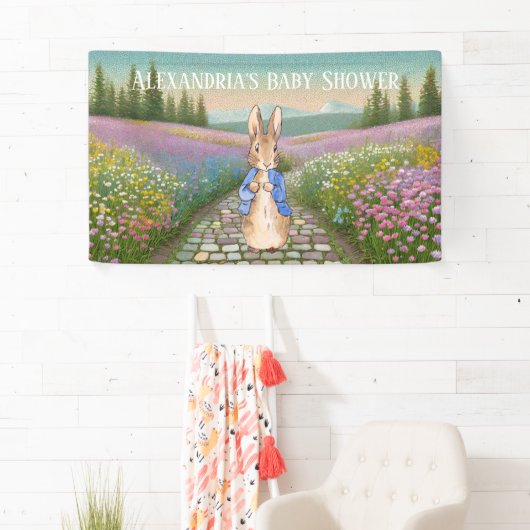 Personalize Peter rabbit Baby Shower Banner (Insitu)