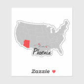 Personalize - Phoenix, Arizona Map US Aufkleber (Blatt)