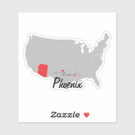 Personalize - Phoenix, Arizona Map US Aufkleber (Blatt)