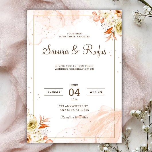Personalize Pink floral wedding Invitation Einladung