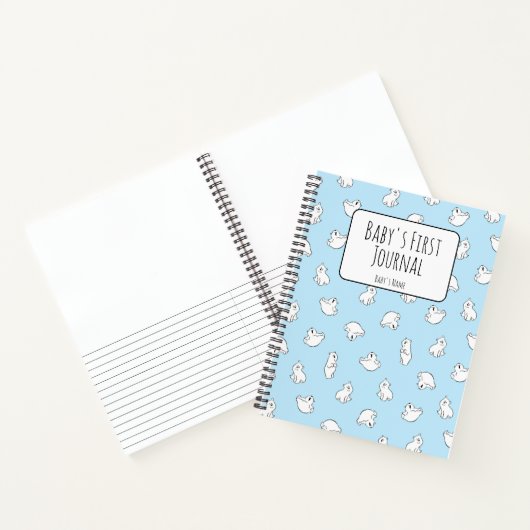 Personalize Polar Bear Blue Baby's First Journal Notizblock (Innenseite)