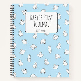 Personalize Polar Bear Blue Baby's First Journal Notizblock