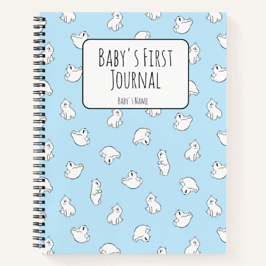 Personalize Polar Bear Blue Baby's First Journal Notizblock (Vorderseite)