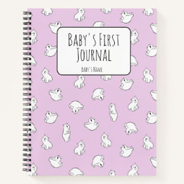 Personalize Polar Bear Pink Baby's First Journal Notizblock