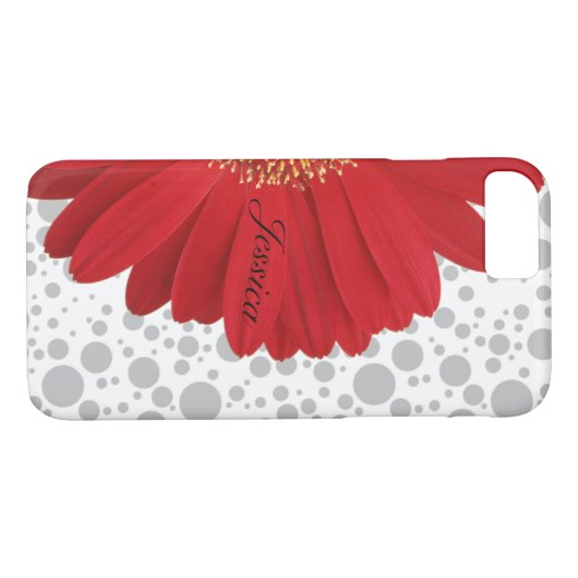 Personalize Polka Dot Red Daisy Case-Mate iPhone Hülle (Rückseite (Horizontal))