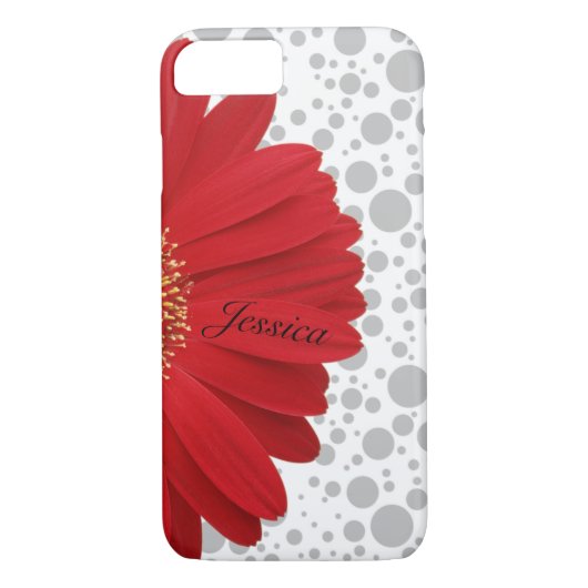 Personalize Polka Dot Red Daisy Case-Mate iPhone Hülle (Rückseite)