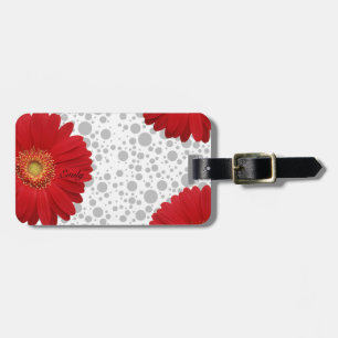 Personalize Polka Dot Red Daisy Gepäckanhänger