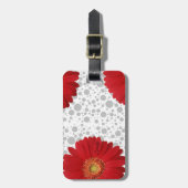 Personalize Polka Dot Red Daisy Gepäckanhänger (Vorderseite vertikal)