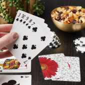 Personalize Polka Dot Red Daisy Spielkarten (In Situ)