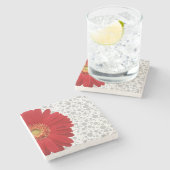 Personalize Polka Dot Red Daisy Steinuntersetzer (Seitenansicht)