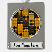 Personalize - Pumpkin Halloween Patchwork Pattern Banner-Ornament Silber (Vorderseite)