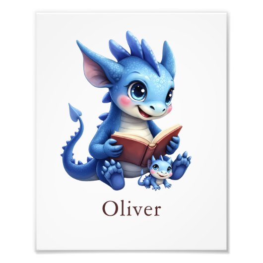 Personalize Reading Dragon Custom Nursery Wall Art Fotodruck (Vorne)