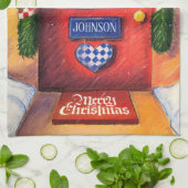 Personalize Red Door - Frohe Weihnachten gemütlich Geschirrtuch (Gefaltet)