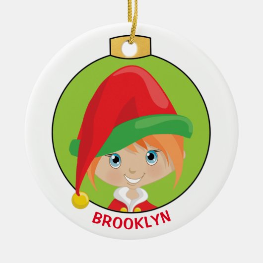 Personalize Red Hair Girl Elf Keramik Ornament (Vorne)