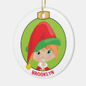 Personalize Red Hair Girl Elf Keramik Ornament (Links)