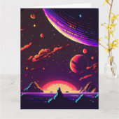 Personalize - Retro 8Bit Pixel Space Karte (Gelbe Blume)