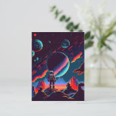 Personalize - Retro-Astronaut mit 8 Bit-Größe Postkarte (Stehend Vorderseite)