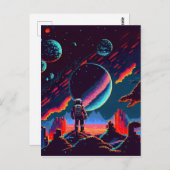 Personalize - Retro-Astronaut mit 8 Bit-Größe Postkarte (Vorne/Hinten)