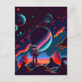 Personalize - Retro-Astronaut mit 8 Bit-Größe Postkarte (Vorderseite)