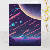 Personalize - Retro Space Scene Karte (Gelbe Blume)