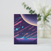 Personalize - Retro Space Scene Postkarte (Stehend Vorderseite)