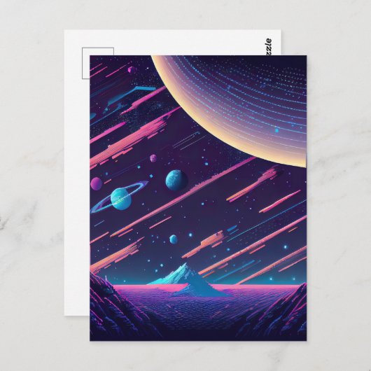Personalize - Retro Space Scene Postkarte (Vorne/Hinten)
