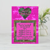 Personalize - Rosa Camouflage Einladung (Stehend Vorderseite)