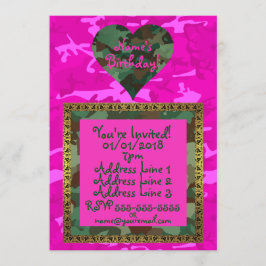 Personalize - Rosa Camouflage Einladung