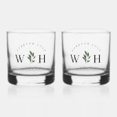 Personalize Rustic Floral Stem Wedding Monogram Whiskyglas (Vorderseite)