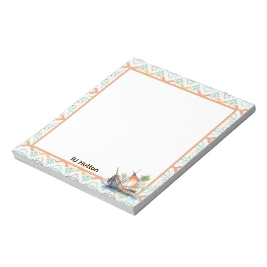 Personalize Sailboat Notepad Notizblock (Rotiert)