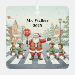 Personalize Santa as a School Crossing Guard Ornament Aus Metall