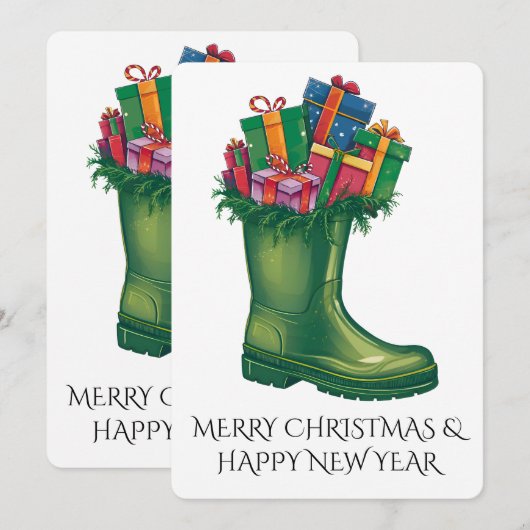 Personalize Santa's New Boots Einladung (Vorne/Hinten)