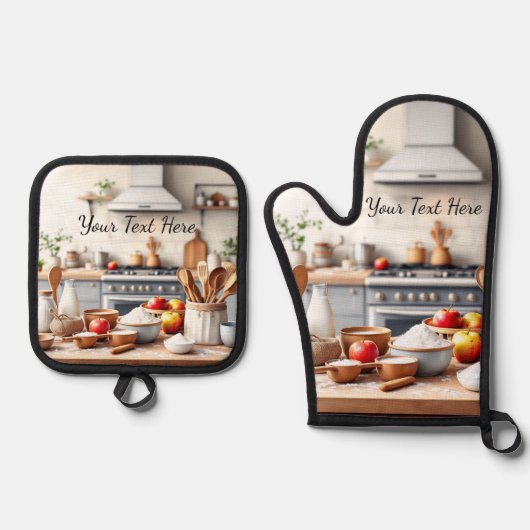 Personalize Set of 2 Kitchen Oven Mitt Potholder (Vorderseite)