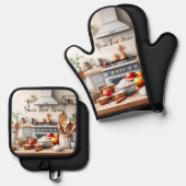 Personalize Set of 2 Kitchen Oven Mitt Potholder (Vorderseite/Rückseite)