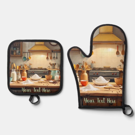 Personalize Set of 2 Kitchen Oven Mitt Potholder (Vorderseite)