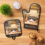 Personalize Set of 2 Kitchen Oven Mitt Potholder (Oben Unten)