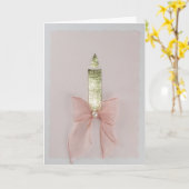 Personalize Shiny gold candle, light pink bow Karte (Gelbe Blume)