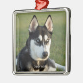 Personalize Siberian Husky puppy Ornament Aus Metall (Links)