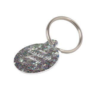 Personalize Sparkly colourful silver mosaic Tiernamensmarke