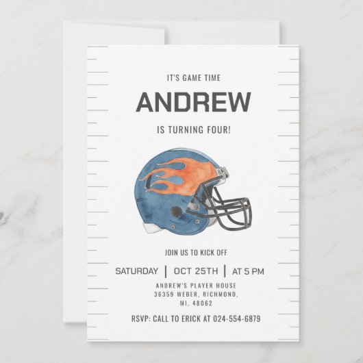 Personalize Sport Football Birthday Einladung (Vorderseite)