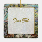 Personalize Stained Glass Nativity Scene Christmas Keramikornament (Rückseite)