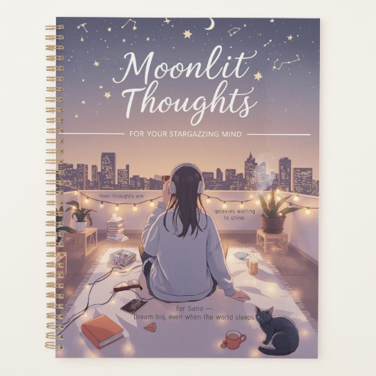 Personalize Stargazing Moonlit Cute Back to School Planer (Vorderseite)