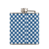 Personalize Stylish Blue Gingham Monogram Flachmann (Rückseite)