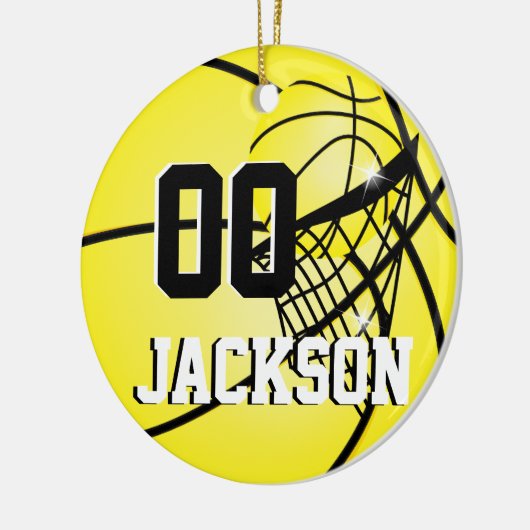 Personalize SuperStar Player Yellow Basketball Keramik Ornament (Links)