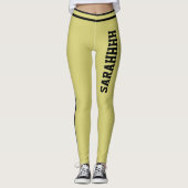 Personalize Text Name Olive Black Stripes Fun Gift Leggings (Vorderseite)
