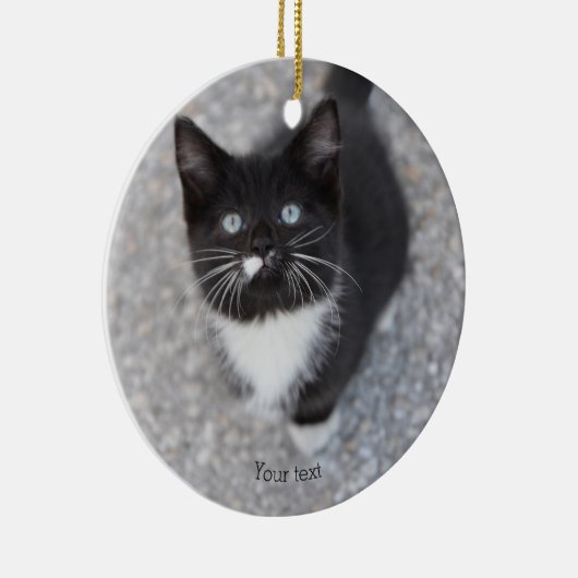 Personalize Tuxedo Schwarzweiß Kitten Keramik Ornament (Rechts)