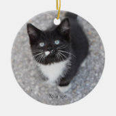 Personalize Tuxedo Schwarzweiß Kitten Keramik Ornament (Vorne)