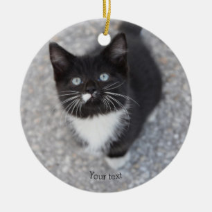 Personalize Tuxedo Schwarzweiß Kitten Keramik Ornament